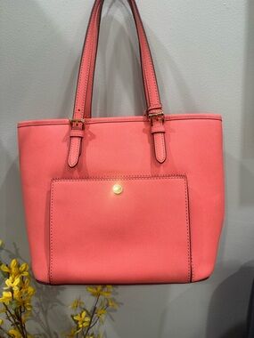 Michael Kors Coral Saffiano Leather Tote Bag - Women's Shoulder Bag